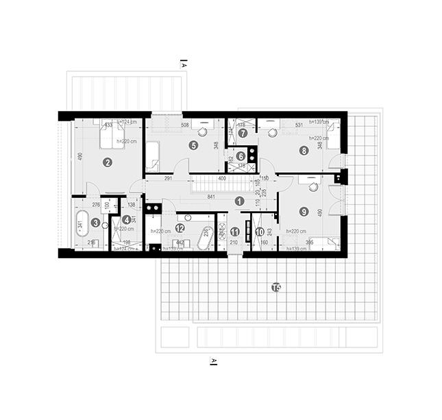 Rzut poddasza POW. 202,2 m²