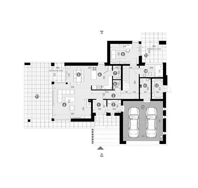 Rzut parteru POW. 140,4 m²