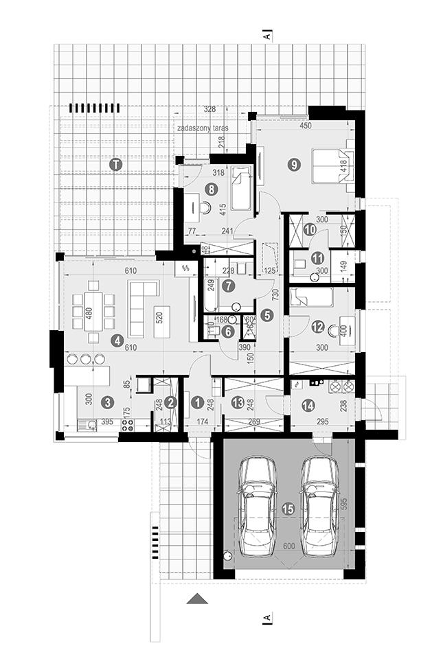 Rzut parteru POW. 172,1 m²