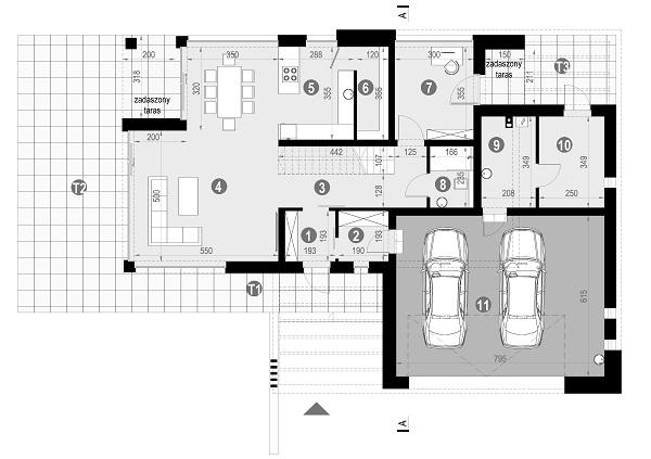 Rzut parteru POW. 152,0 m²