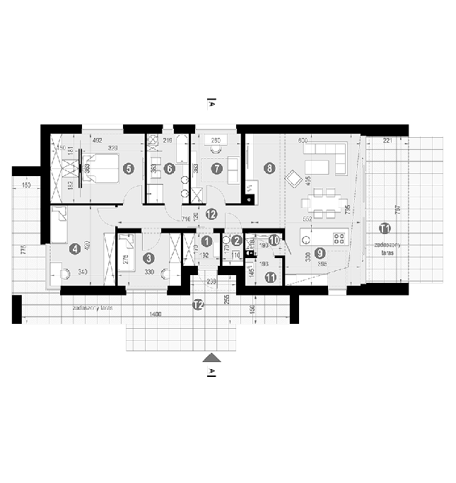 Rzut parteru POW. 117,4 m²
