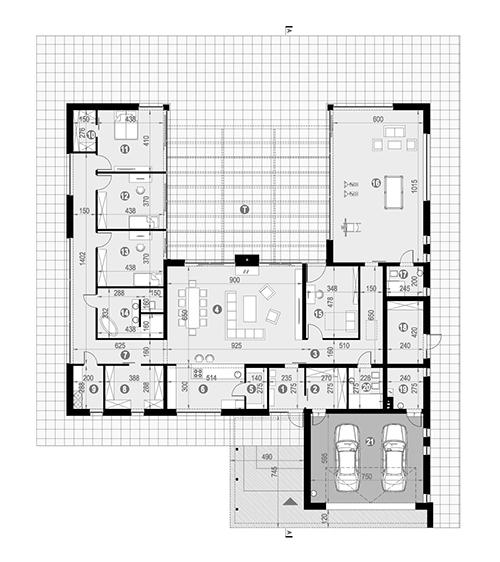 Rzut parteru POW. 370,9 m²