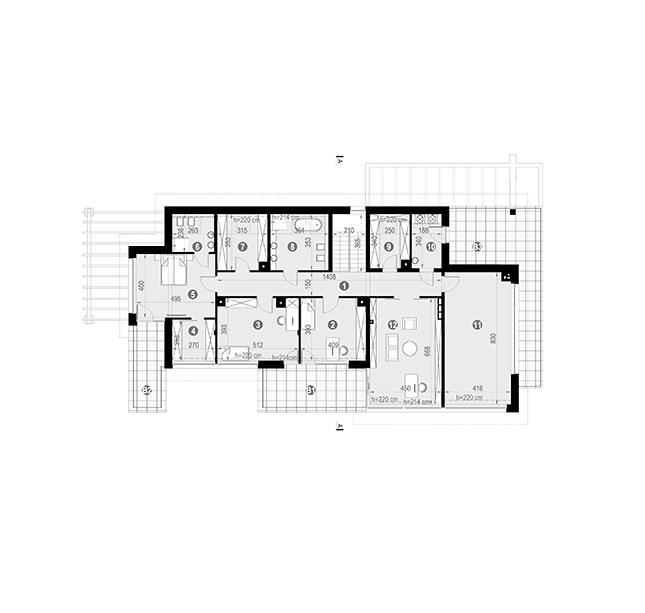 Rzut poddasza POW. 258,9 m²