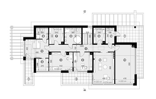 Rzut poddasza POW. 258,9 m²