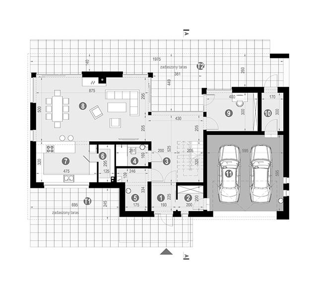 Rzut parteru POW. 152,7 m²
