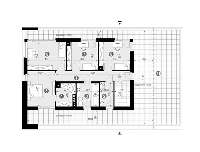 Rzut piętra POW. 203,8 m²