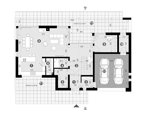 Rzut parteru POW. 152,7 m²