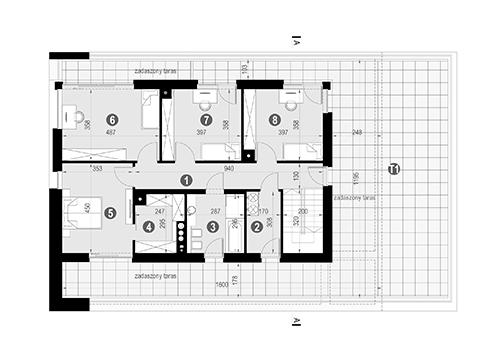 Rzut piętra POW. 203,8 m²
