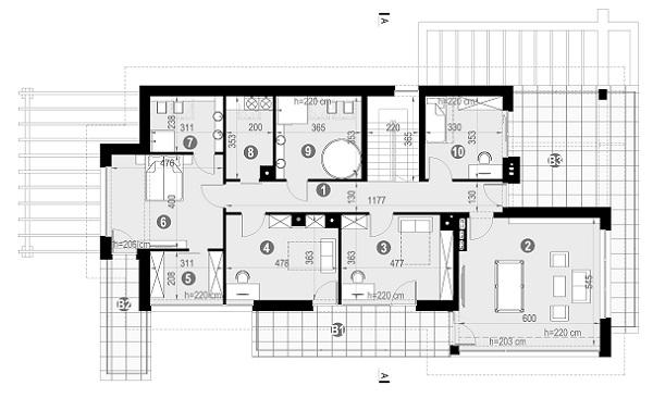 Rzut poddasza POW. 202,4 m²