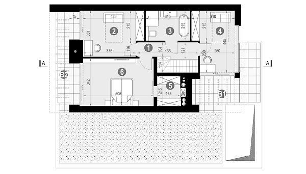 Rzut piętra POW. 79,0 m²