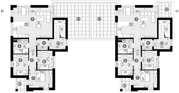 Rzut piętra: Lokal 2 POW. 163,9 m²