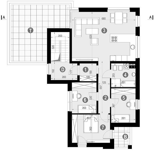 Rzut piętra lustro: Lokal 2 POW. 124,0 m²