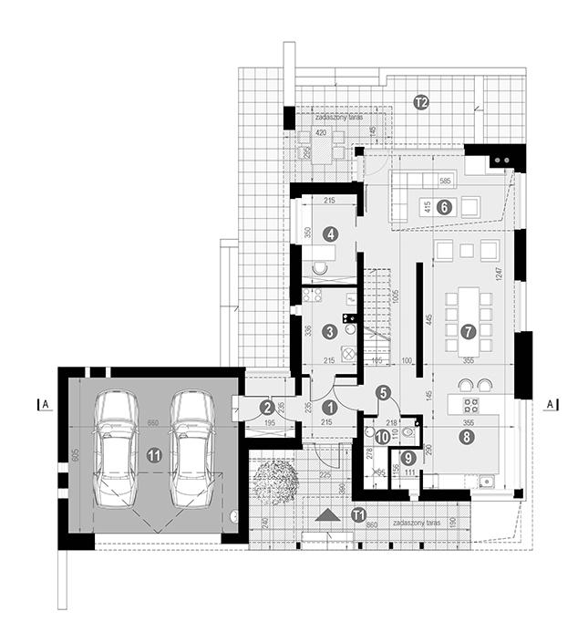 Rzut parteru: POW. 137,2 m²