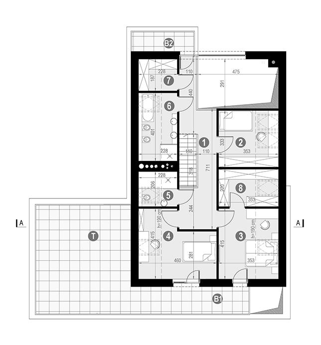 Rzut poddasza POW. 135,9 m²