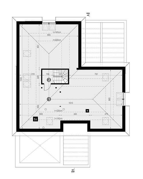 Rzut poddasza lustro: do indywidualnej adaptacji (80,72 m2 powierzchni użytkowej) POW. 5,4 m²
