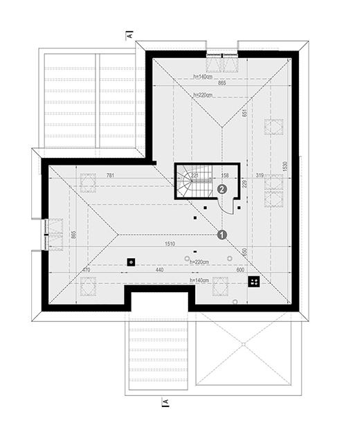 Rzut poddasza: do indywidualnej adaptacji (80,72 m2 powierzchni użytkowej) POW. 5,4 m²