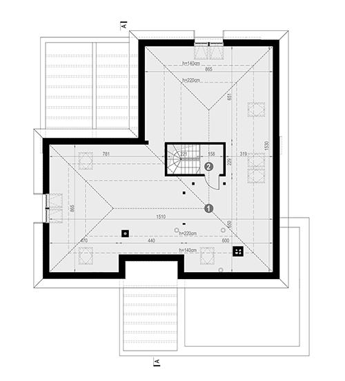 Rzut poddasza: do indywidualnej adaptacji (80,72 m2 powierzchni użytkowej) POW. 5,4 m²