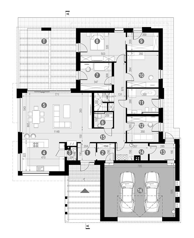 Rzut parteru POW. 213,1 m²