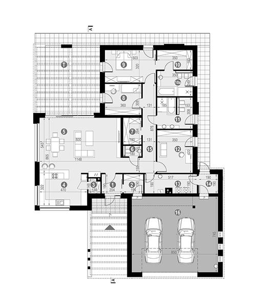 Rzut parteru POW. 233,3 m²