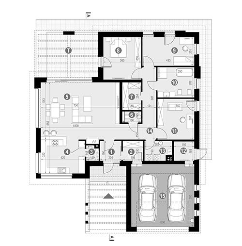 Rzut parteru POW. 177,9 m²