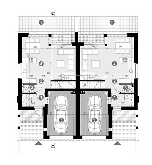 Rzut parteru POW. 62,2 m²