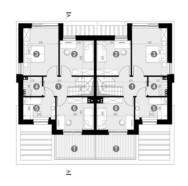 Rzut piętra POW. 120,3 m²