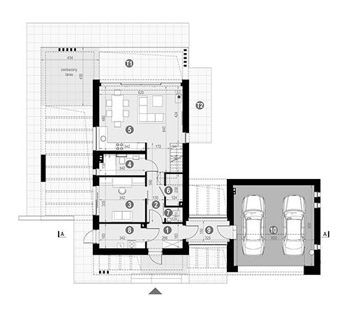 Rzut parteru POW. 110,4 m²