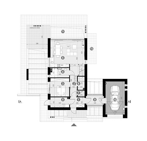 Rzut parteru POW. 97,0 m²