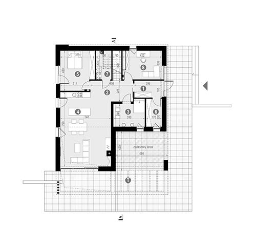 Rzut parteru POW. 105,6 m²