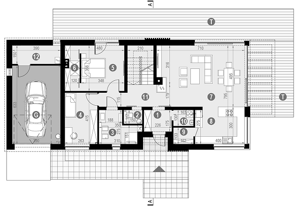 Rzut parteru POW. 138,7 m²