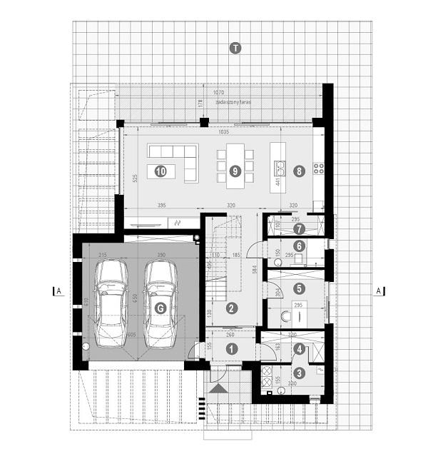 Rzut parteru POW. 135,7 m²