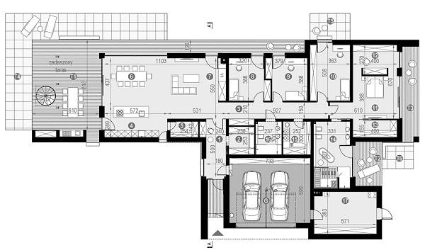 Rzut parteru POW. 285,3 m²