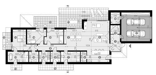 Rzut parteru POW. 257,8 m²