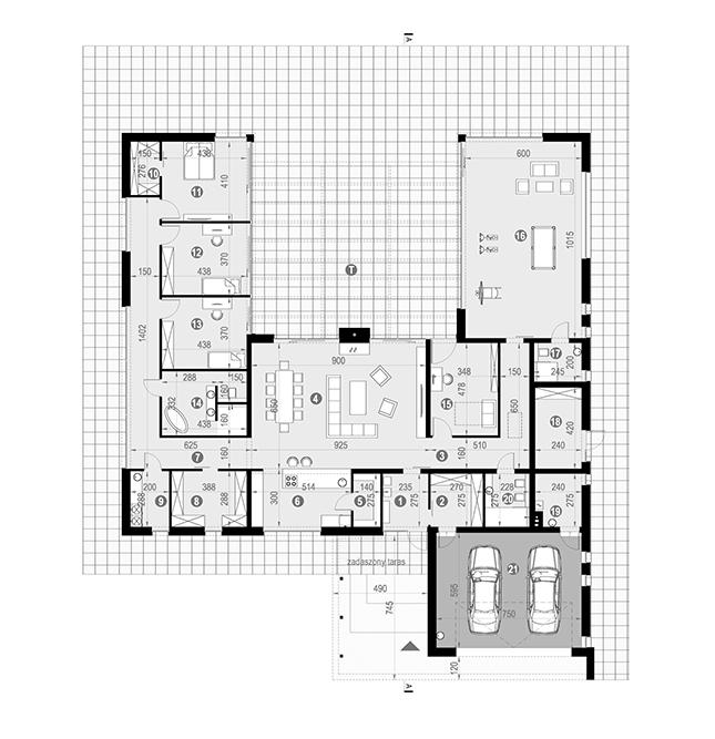 Rzut parteru POW. 370,9 m²