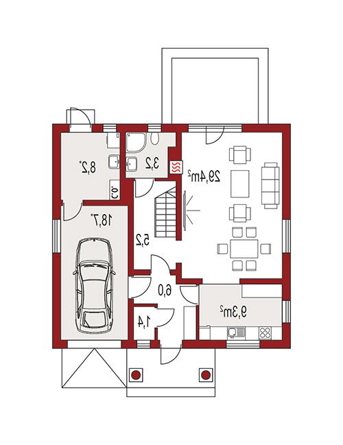 Rzut parteru lustro POW. 0,0 m²