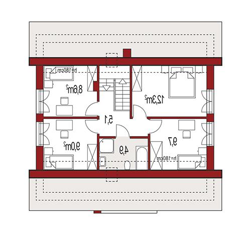 Rzut poddasza lustro POW. 0,0 m²