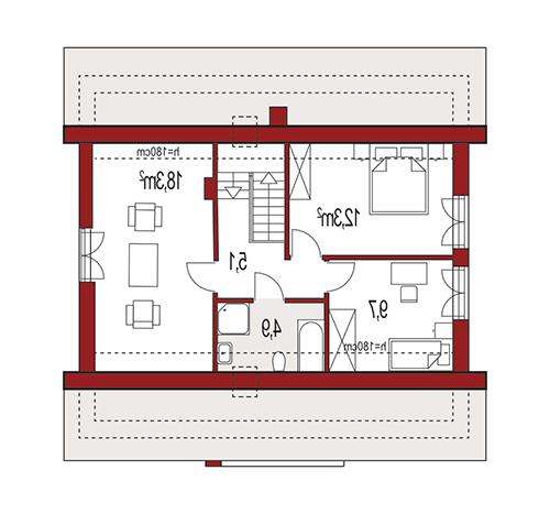 Rzut poddasza lustro POW. 0,0 m²