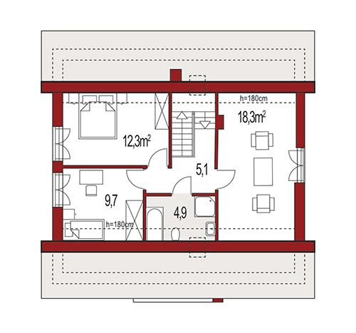Rzut poddasza POW. 0,0 m²