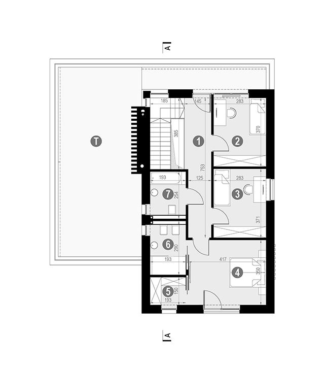 Rzut piętra POW. 114,9 m²