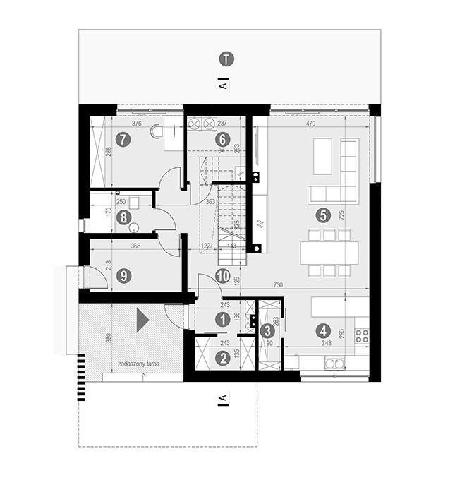 Rzut parteru lustro POW. 94,1 m²