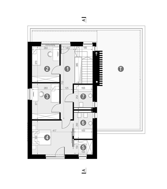 Rzut piętra lustro POW. 114,9 m²