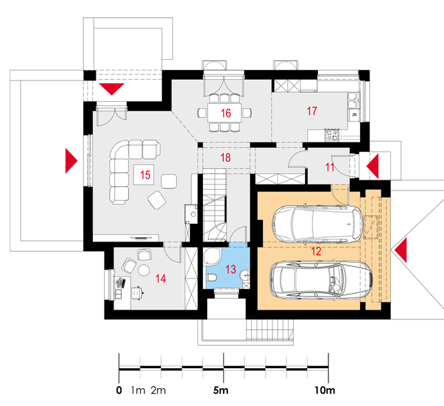 Rzut parteru POW. 122,2 m²