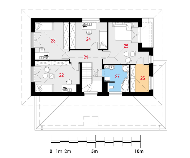 Rzut piętra POW. 84,0 m²
