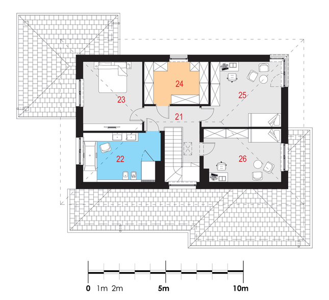 Rzut piętra POW. 89,3 m²