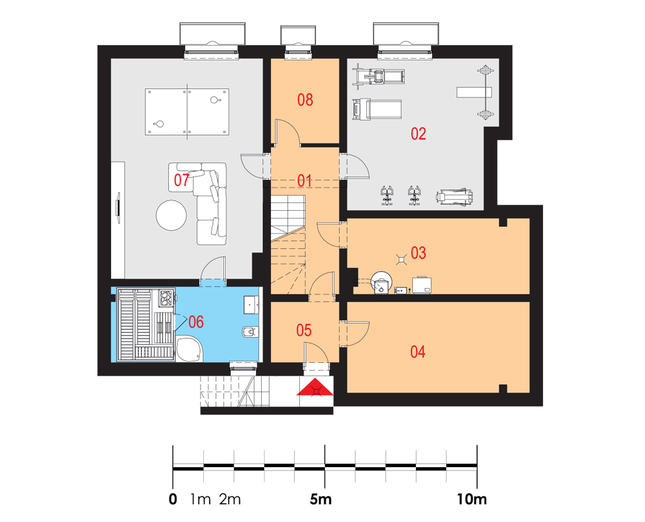 Rzut piwnicy POW. 121,9 m²