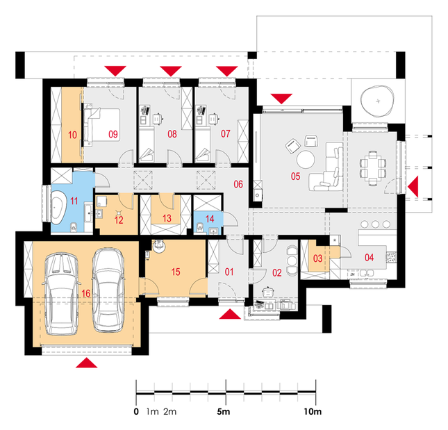 Rzut parteru POW. 208,3 m²