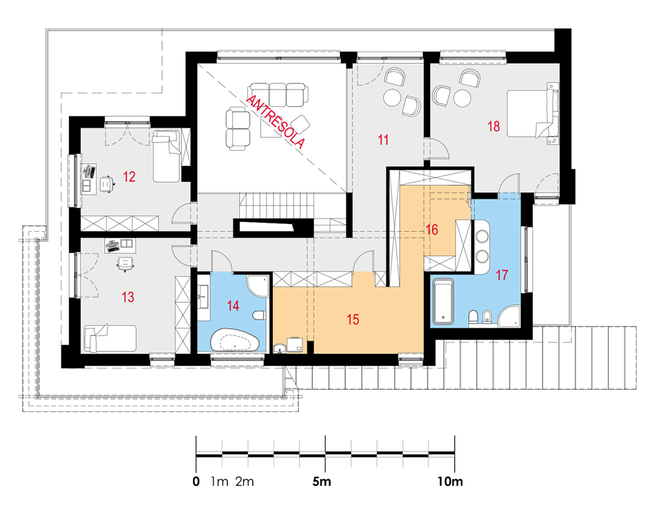 Rzut piętra POW. 135,1 m²