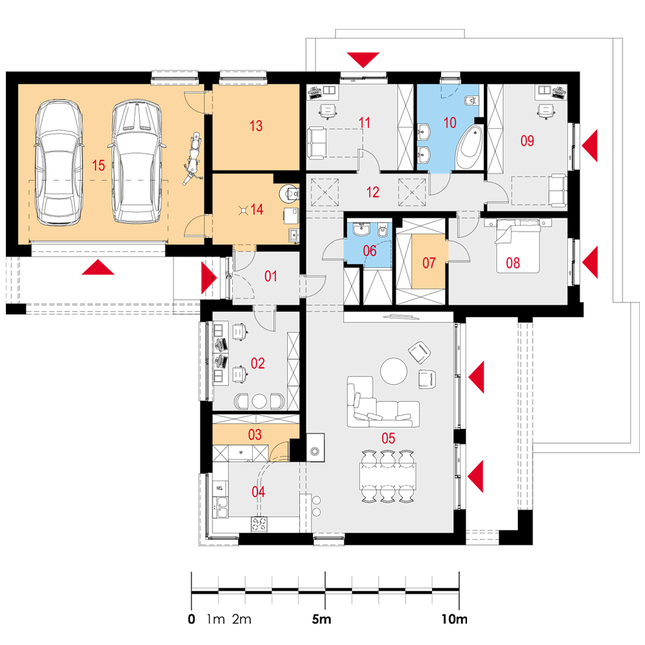 Rzut parteru lustro POW. 209,0 m²