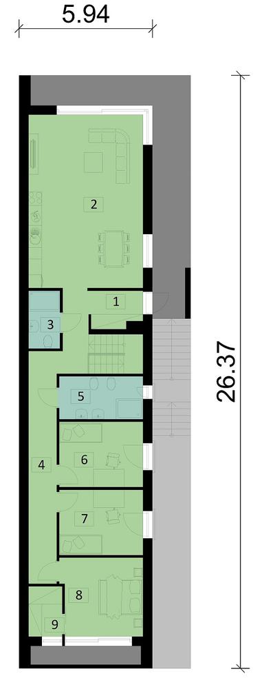 Rzut parteru POW. 110,9 m²