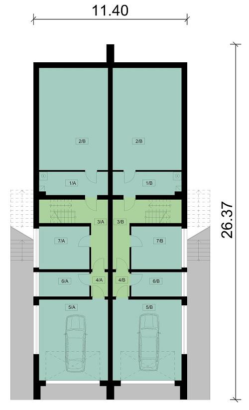 Rzut piwnicy POW. 221,1 m²